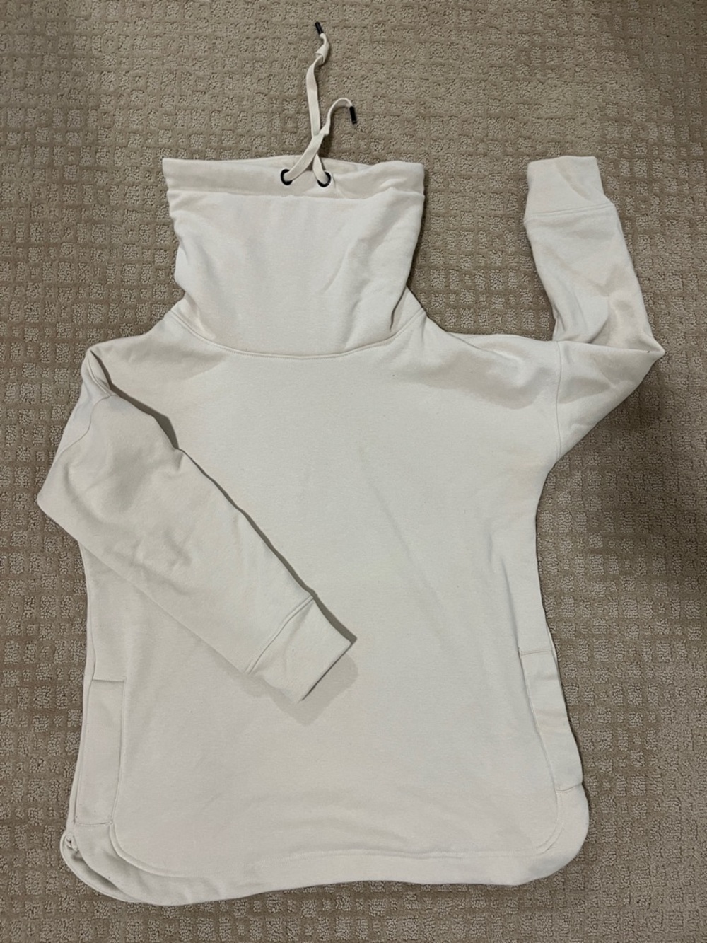 Womens Beige Pullover Hoodie Sweatshirt